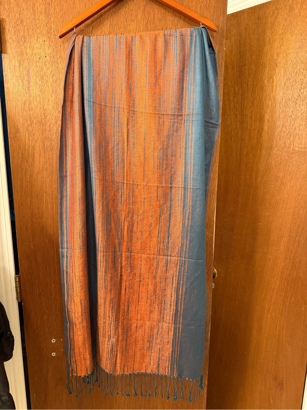 100% cashmere Portofino scarf orange teal blue stripped fringe made in Italy